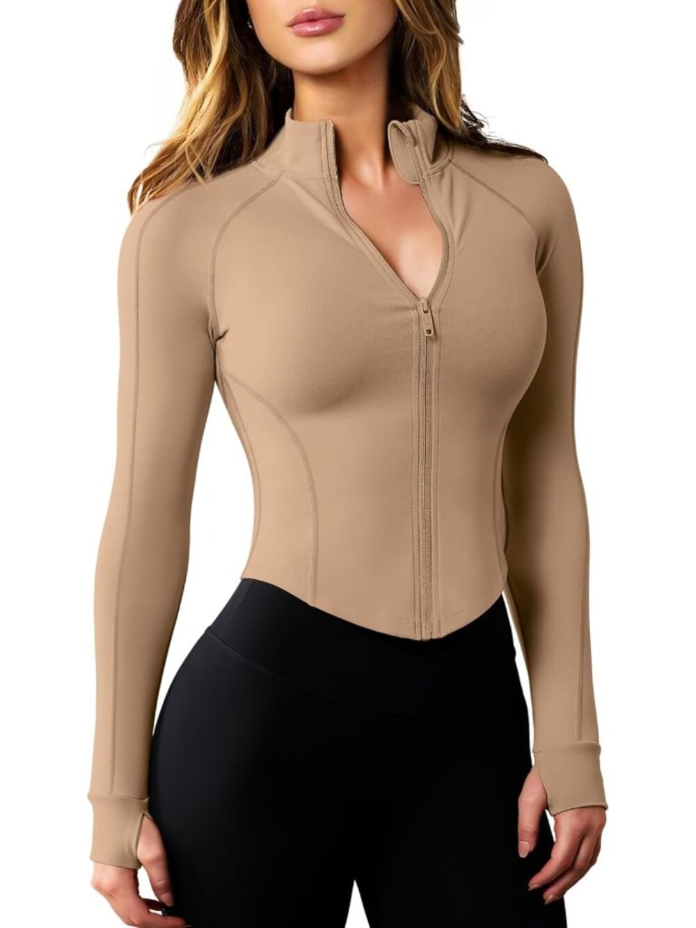 Lightweight Zip-Up Cropped Workout Jacket for Women | Slim Fit Yoga Top with